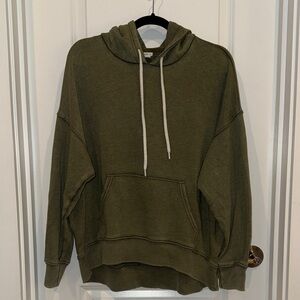 aerie Olive Green Oversized Hoodie with Cream Drawcords